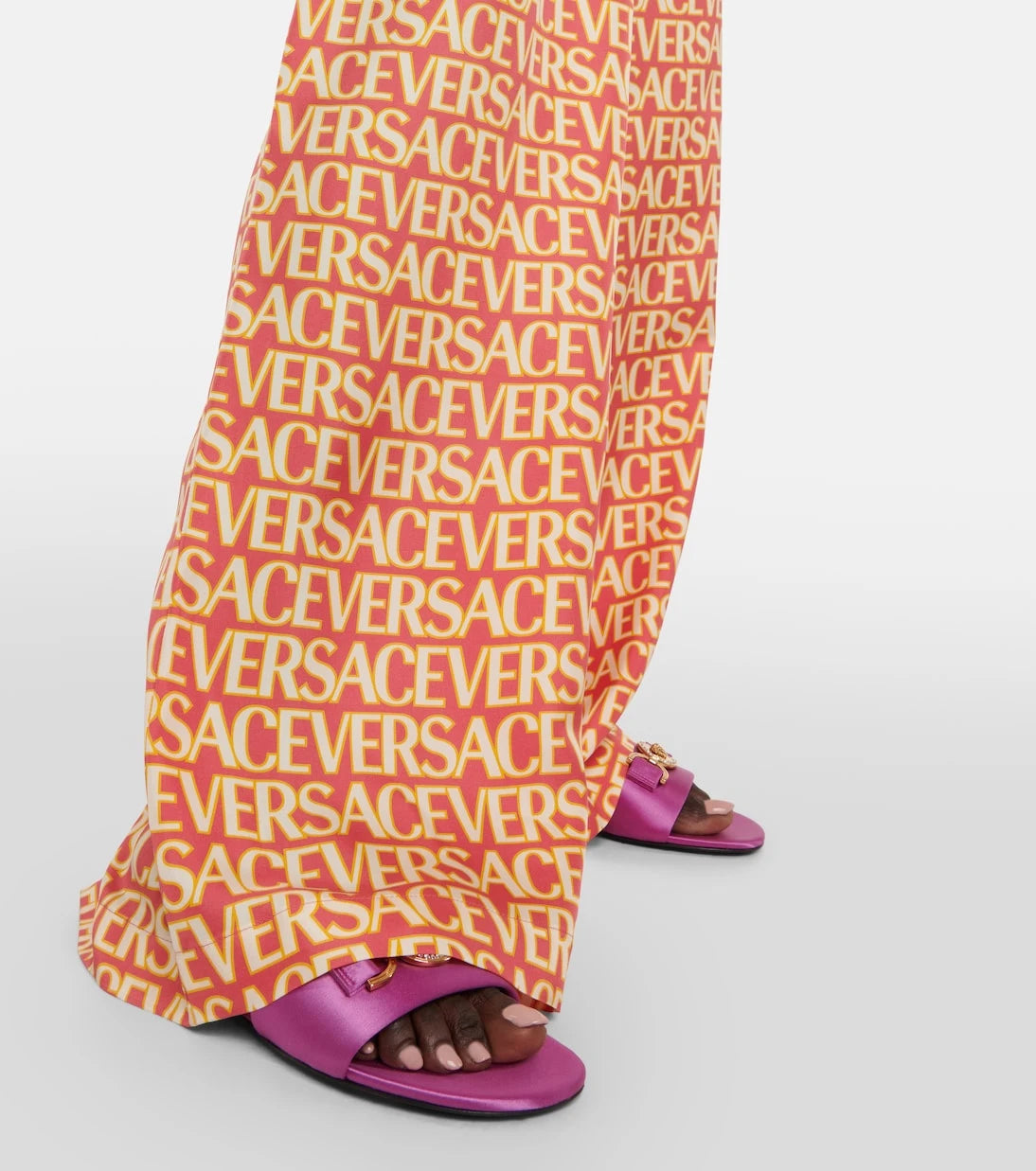Versace - Logo wide-leg silk pants