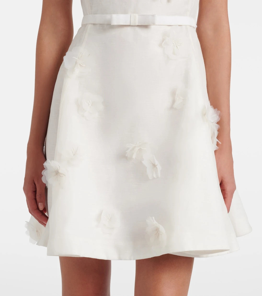 Leo Lin - Elyse floral-appliqué linen and silk minidress