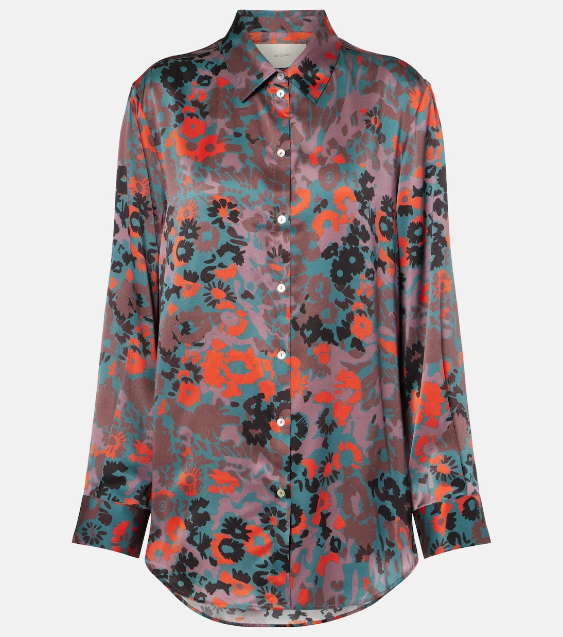 Asceno - Printed silk charmeuse shirt