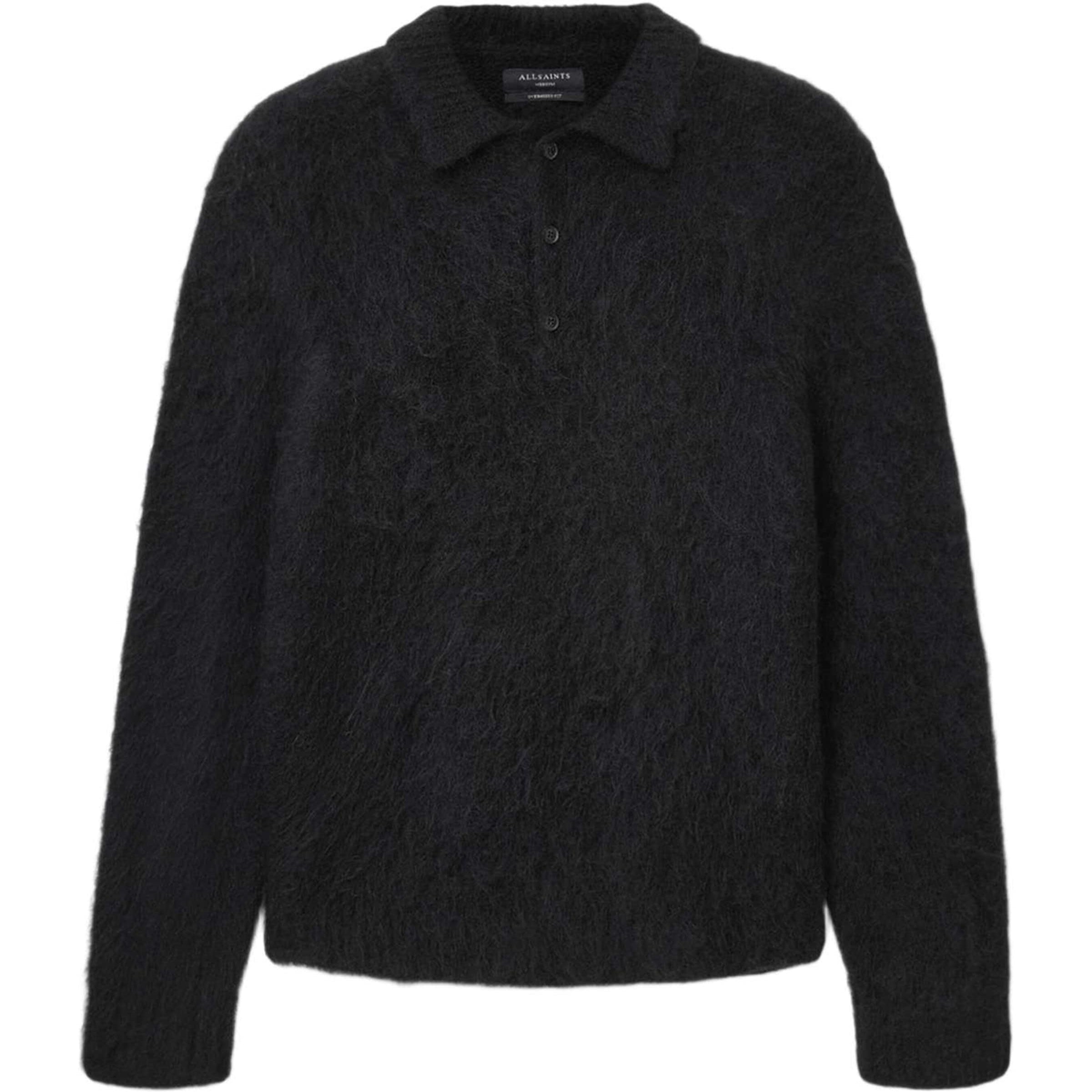 AllSaints Black Brushed Sonny Polo Sweater