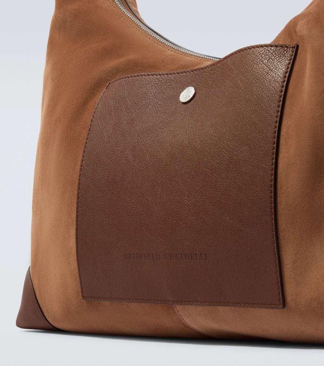 Brunello Cucinelli - Leather-trimmed suede shoulder bag