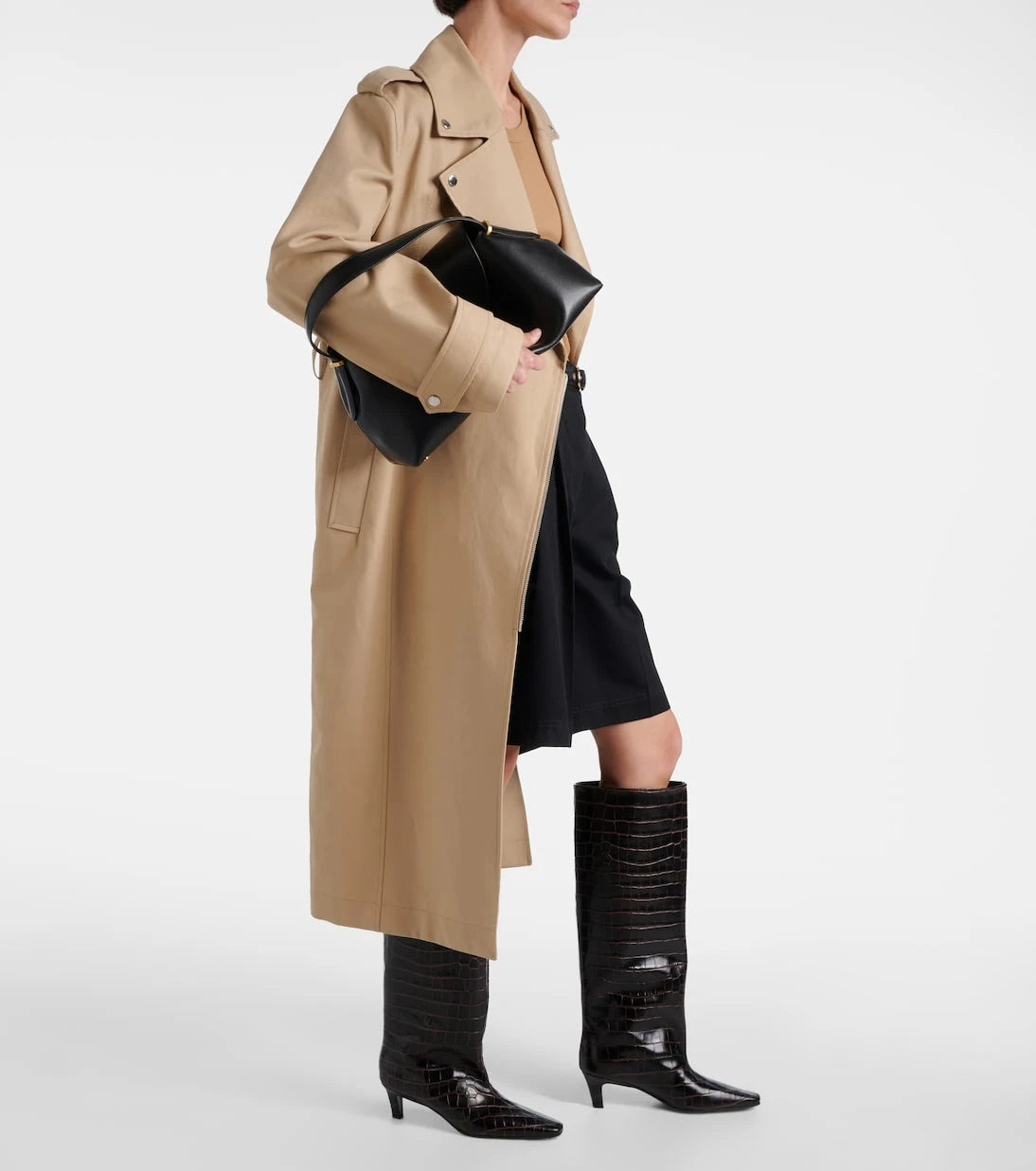 Toteme - Wide Shaft croc-effect leather knee-high boots
