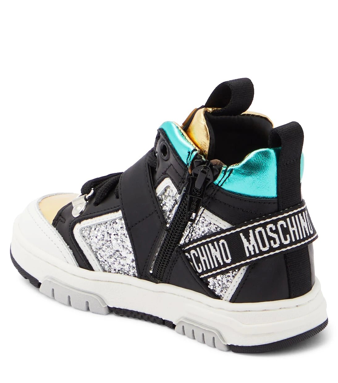 Moschino Kids - Logo leather high-top sneakers