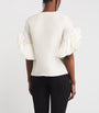 White Silk Gazar Rosette Blouse