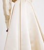 A.W.A.K.E. Mode Ivory Satin Pleated Midi Skirt