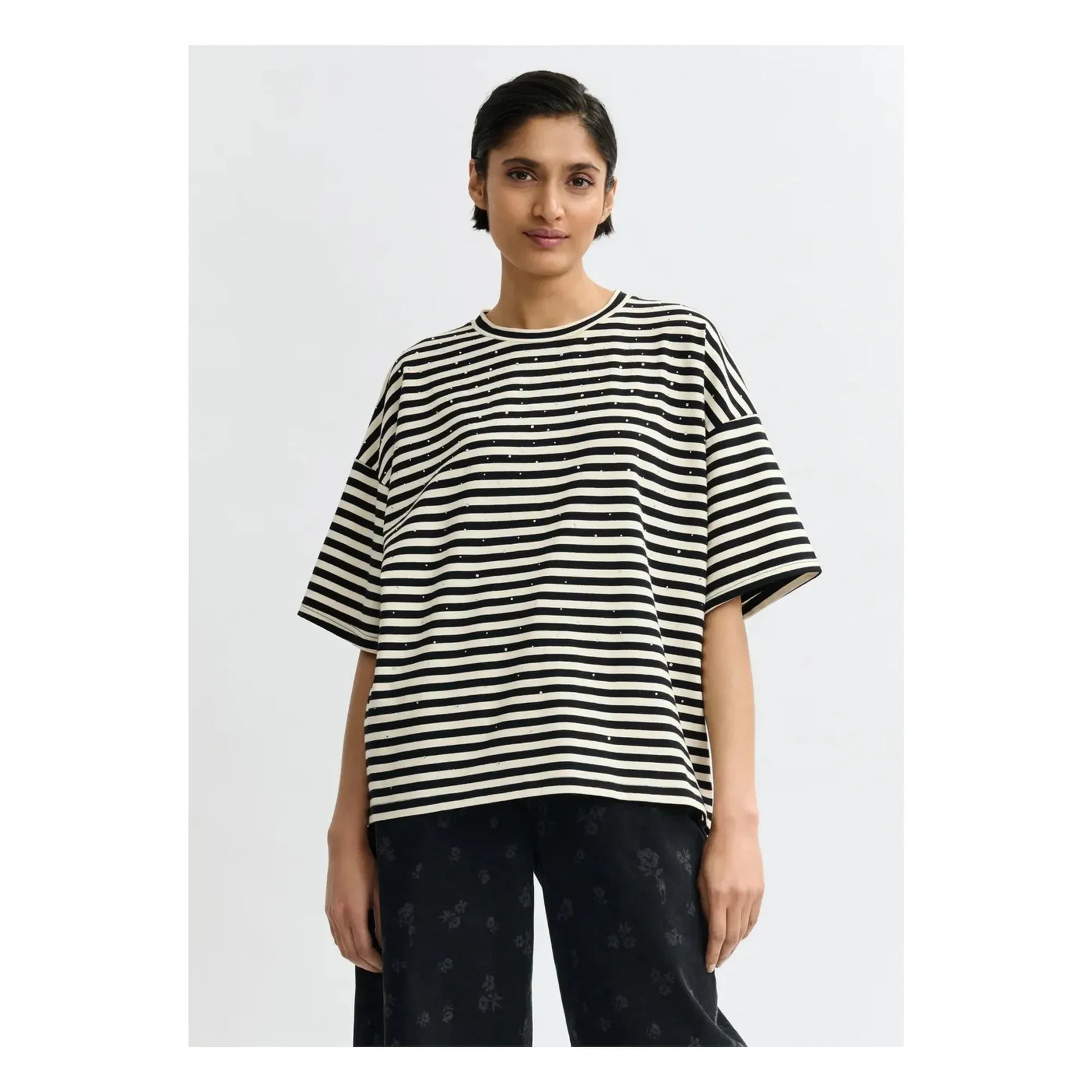 Essentiel Antwerp - Joste Strass Stripes T-shirt | White