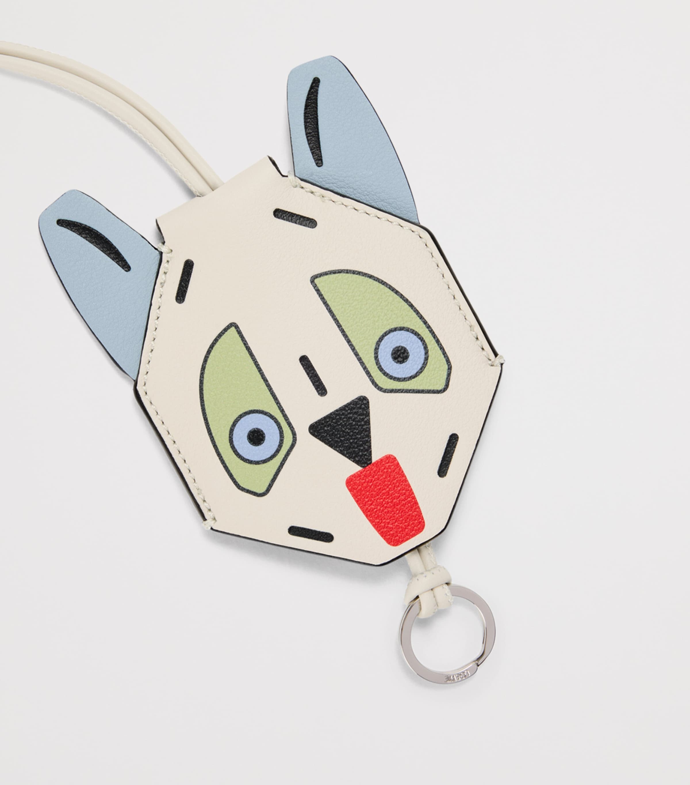 LOEWE White Leather Cat Key Fob