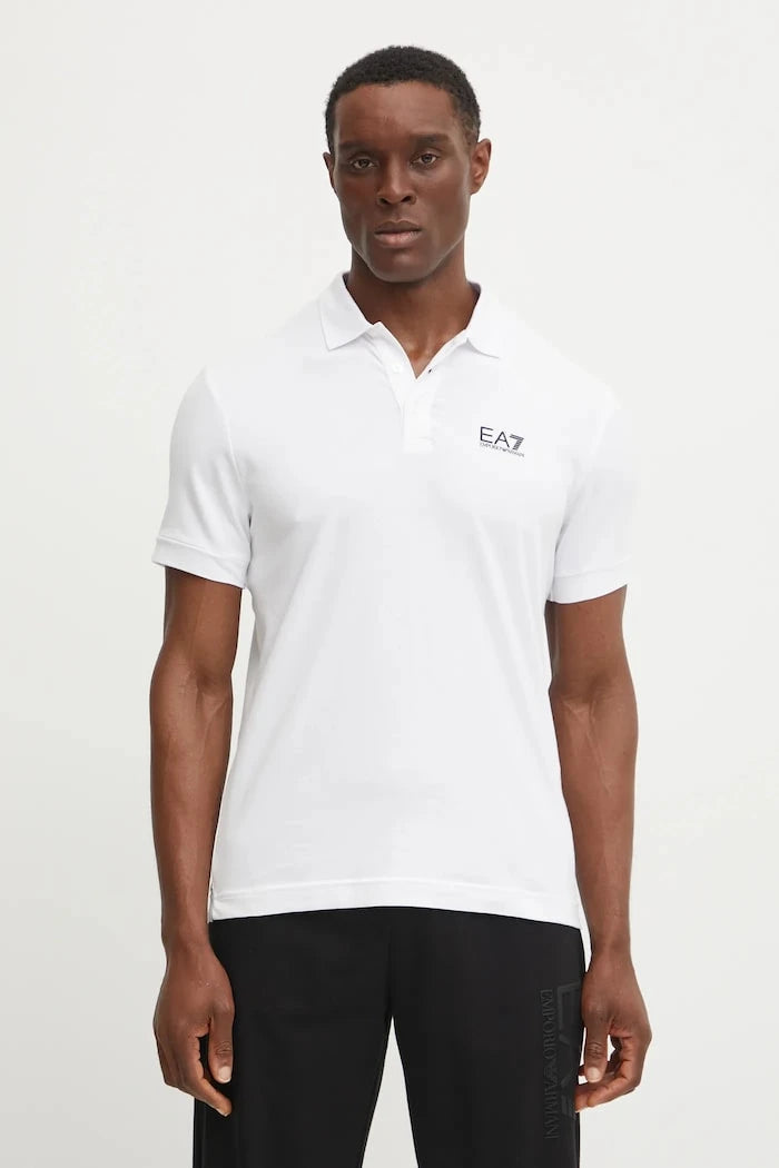 EA7 Emporio Armani erkek pamuklu elastan yakalı tişört