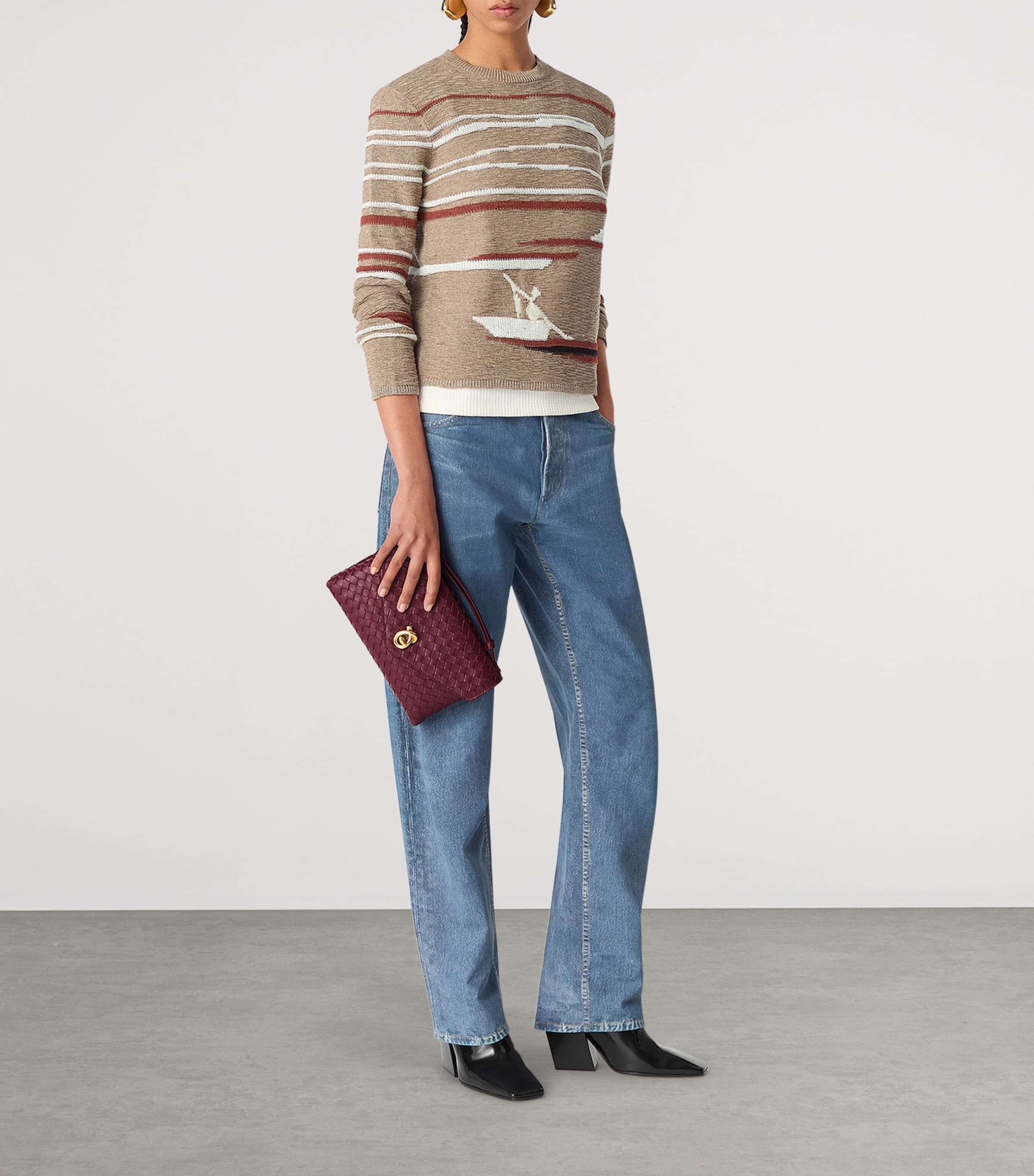 Bottega Veneta Red Lambskin Knot Lock Top-Handle Bag