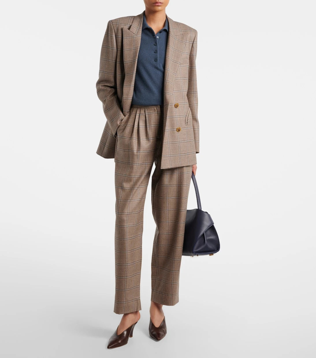 Blazé Milano - Glassy checked virgin wool straight pants