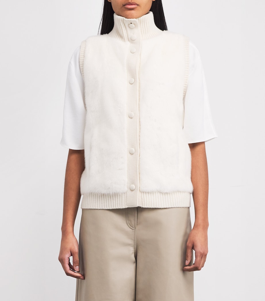 Beige Merino Wool-Mink Gilet