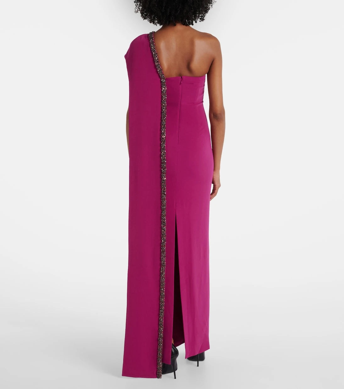 Roland Mouret - Caped embellished satin crêpe gown