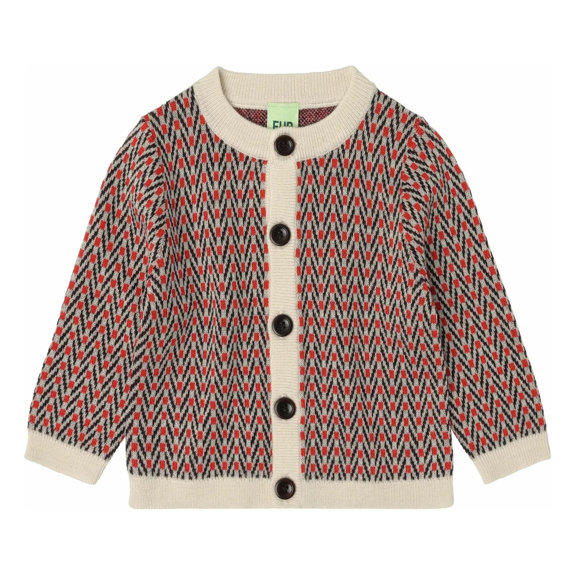 FUB - Merino Wool Chevron Cardigan | Ecru