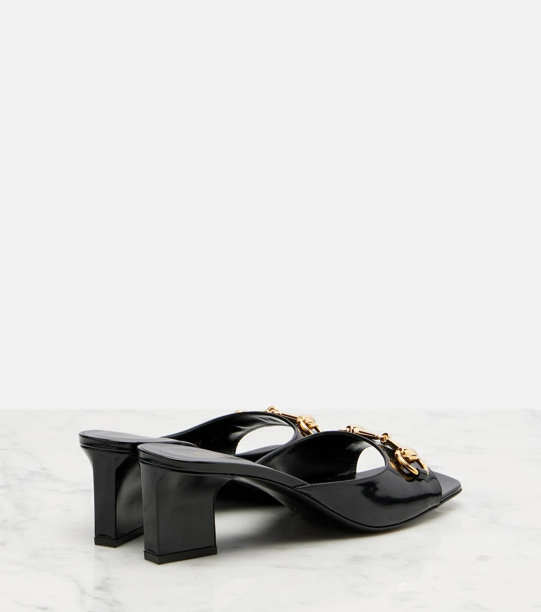 Gucci - Signora Horsebit patent leather mules