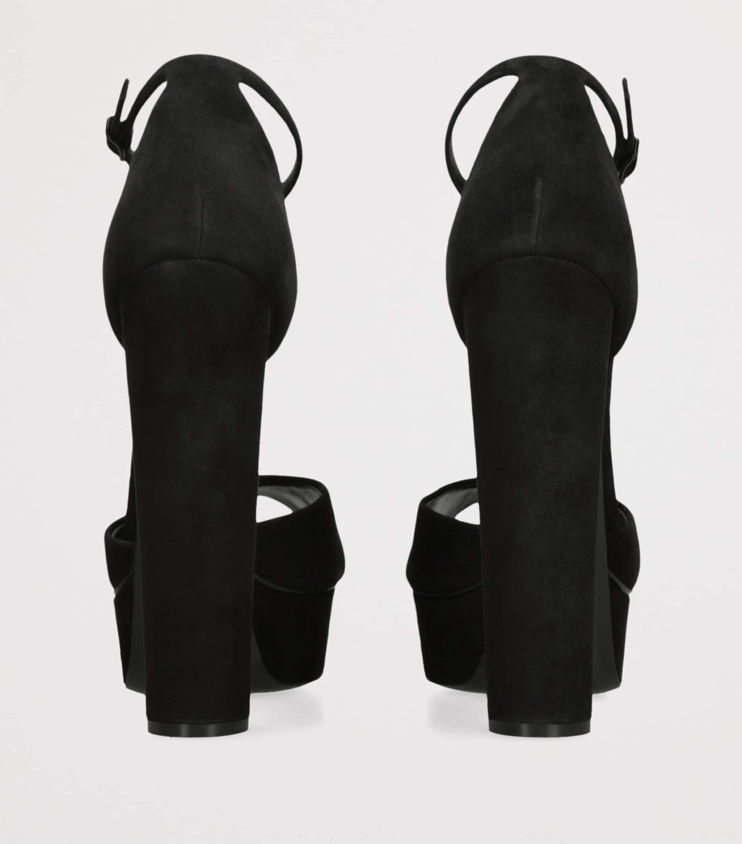 Casadei Black Suede Flora Platform Heels 140