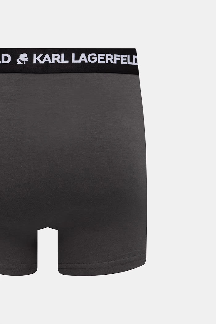 Karl Lagerfeld pamuk ve elastanlı erkek dar boxer MONOGRAM 3'lü
