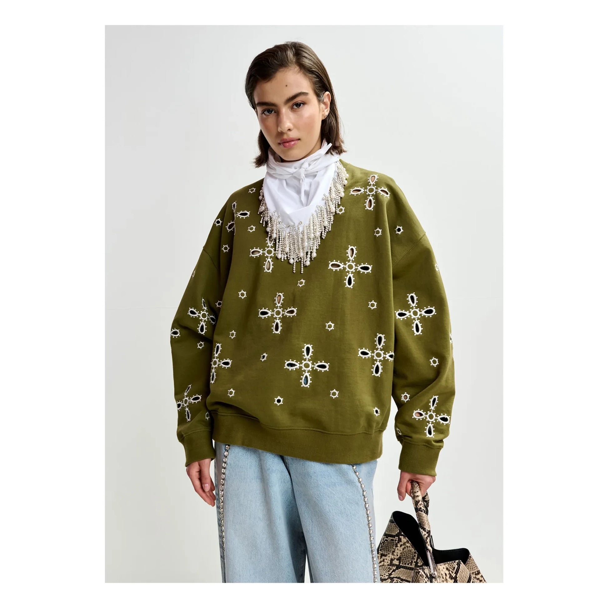 Essentiel Antwerp - Sweat Jix Embroidery | Olive