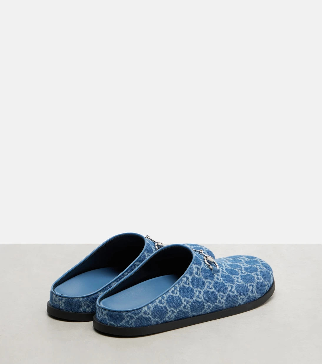 Gucci - Horsebit GG denim mules