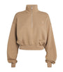 ÉTERNE Beige Cotton-Blend Half-Zip Cropped Sweatshirt