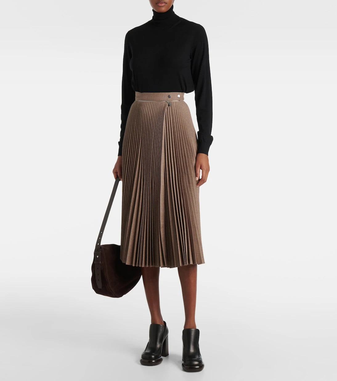 Burberry - Pleated wool midi skirt