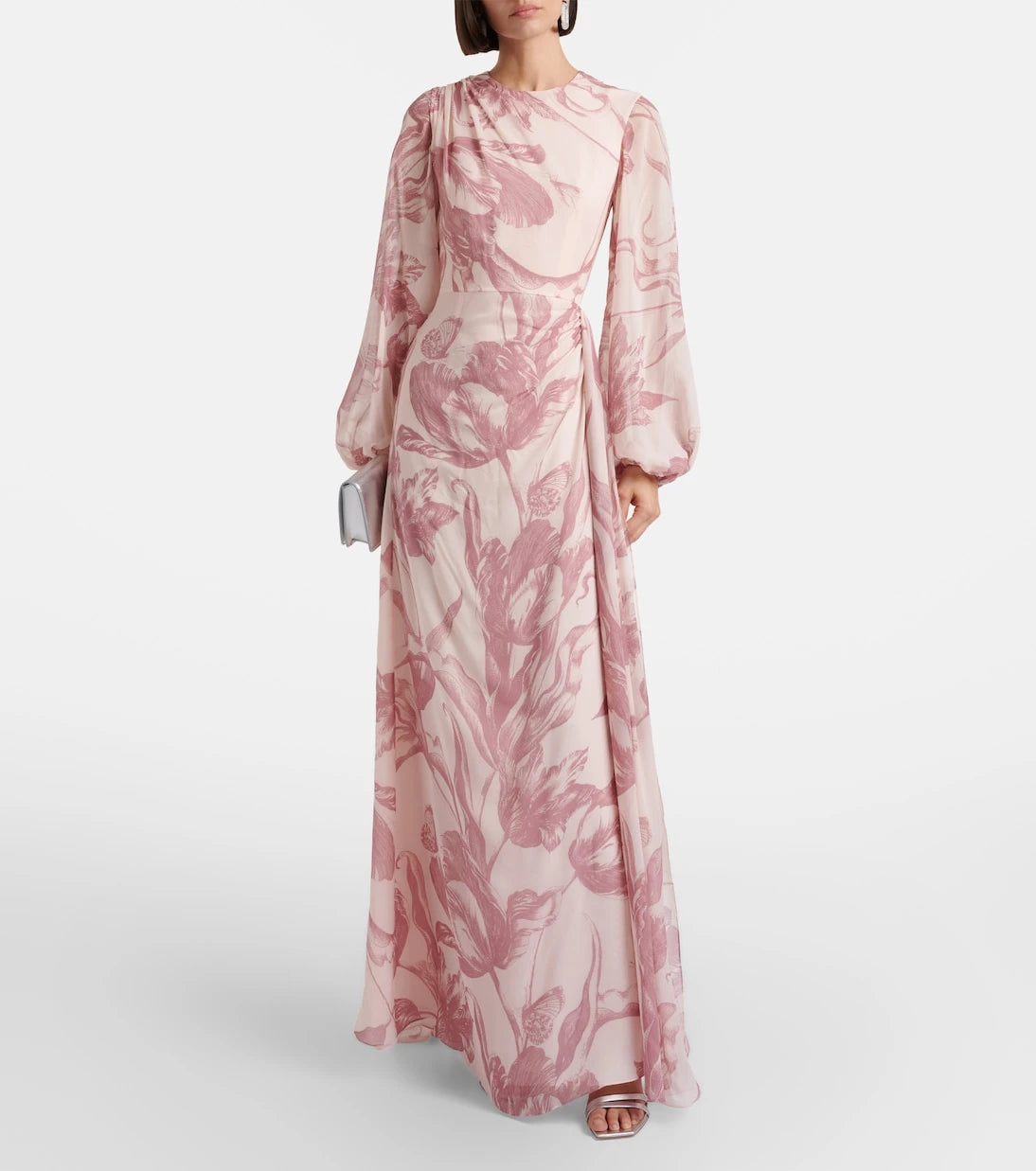 Erdem - Draped floral silk voile gown
