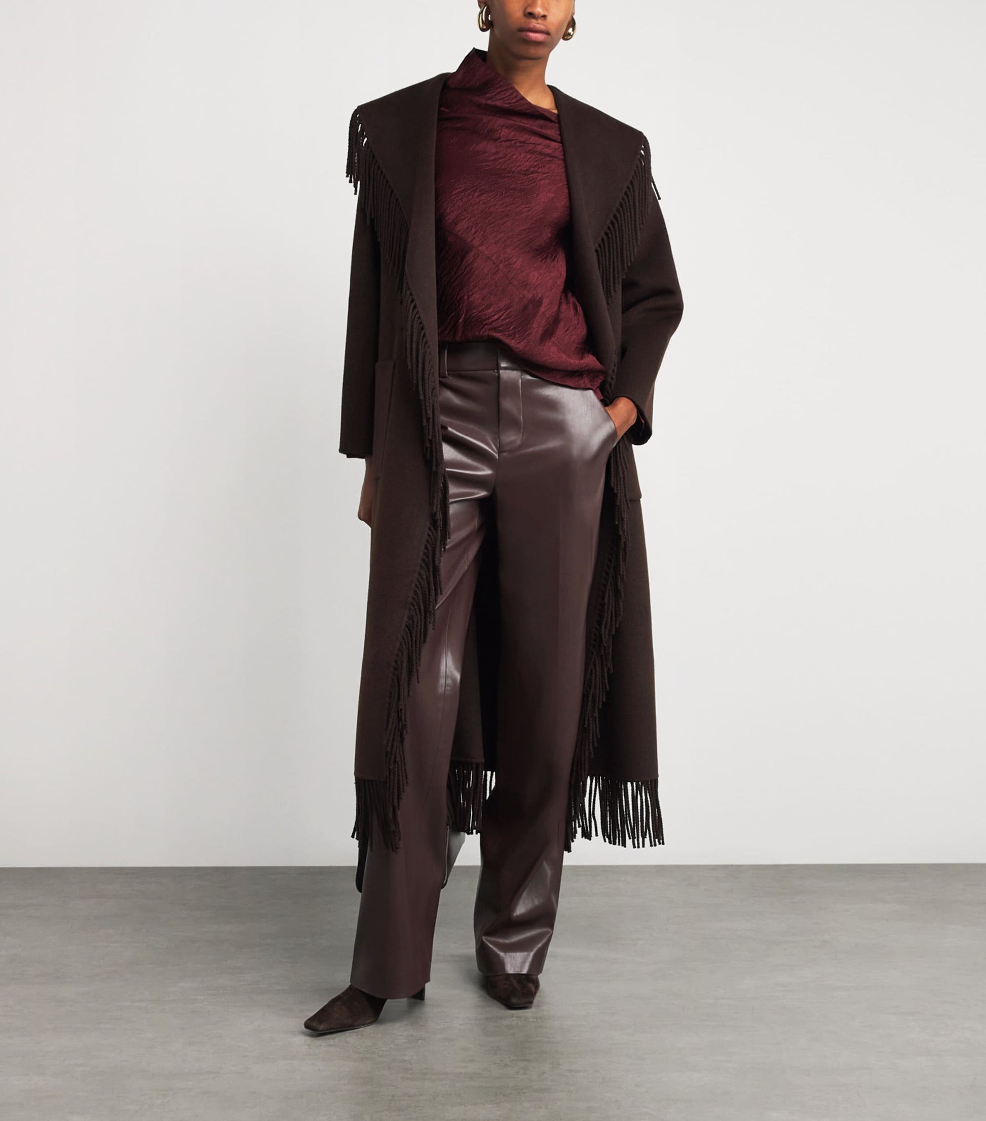 Alice+Olivia Brown Vegan Leather Alexander Trousers