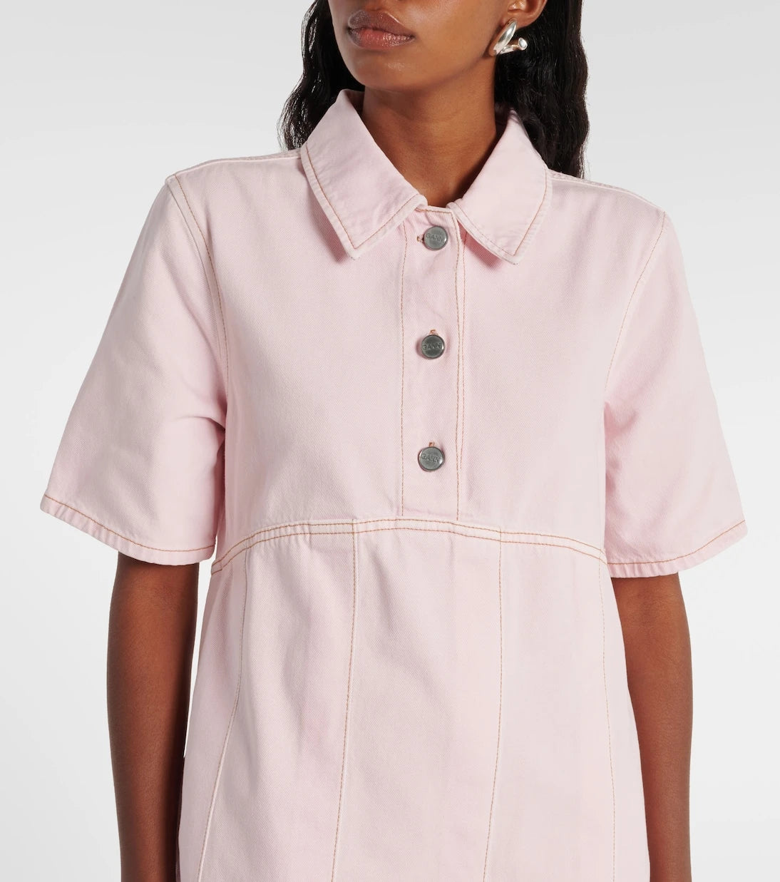 Ganni - Pleated denim shirt dress