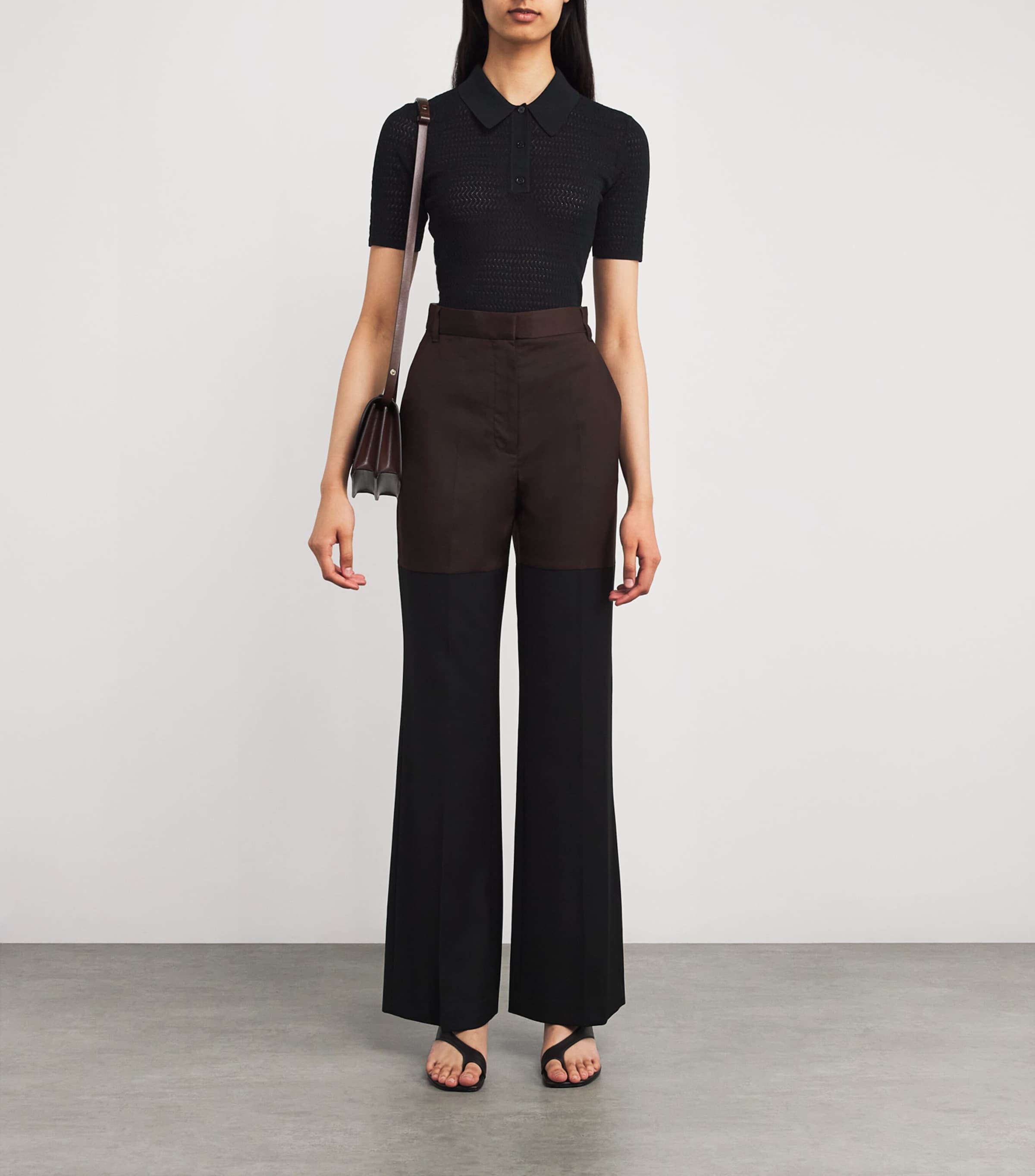 Victoria Beckham Black Knitted Polo Shirt