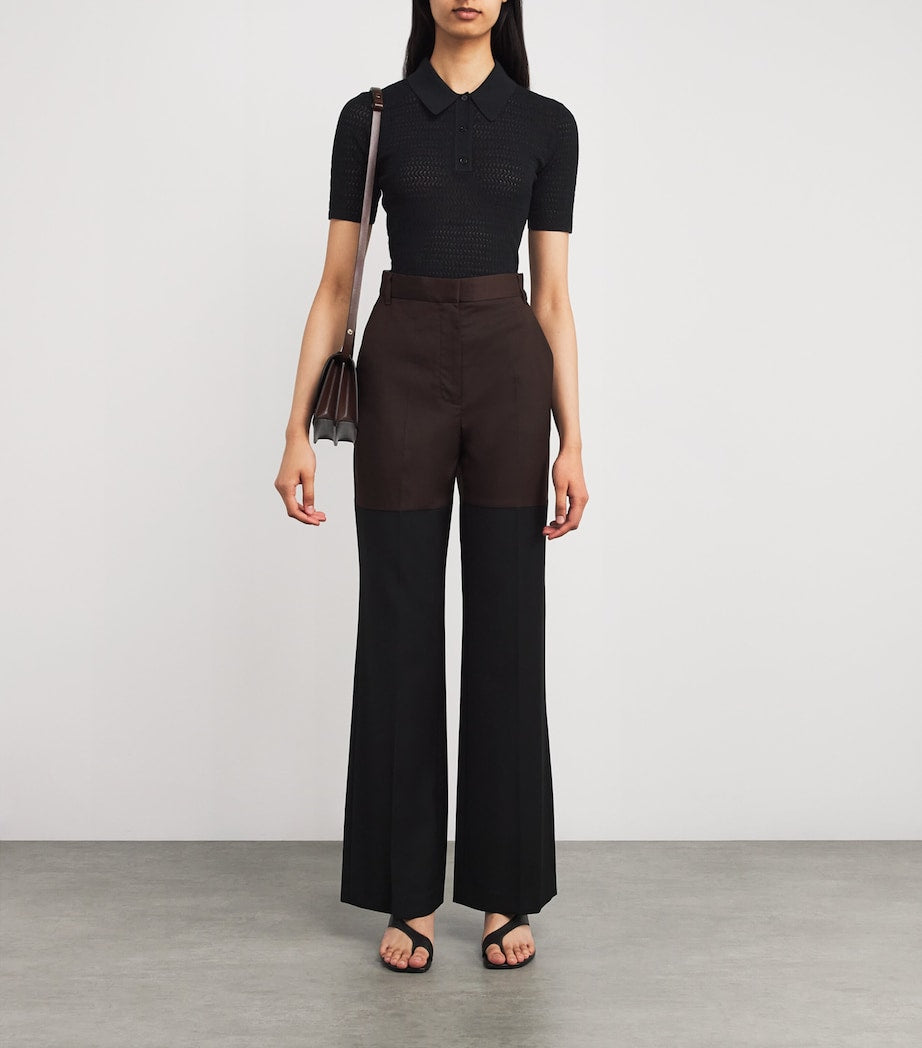 Black Knitted Polo Shirt