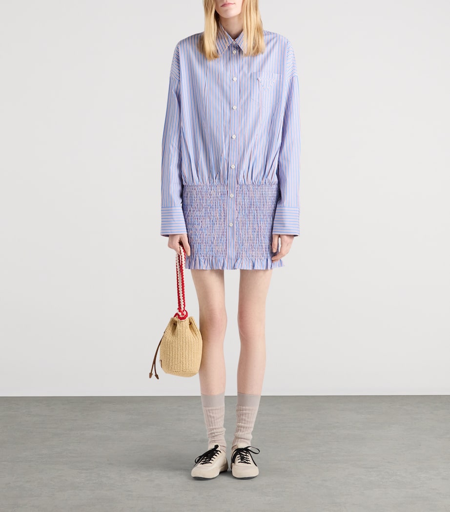 Turquoise Cotton Mini Shirt Dress