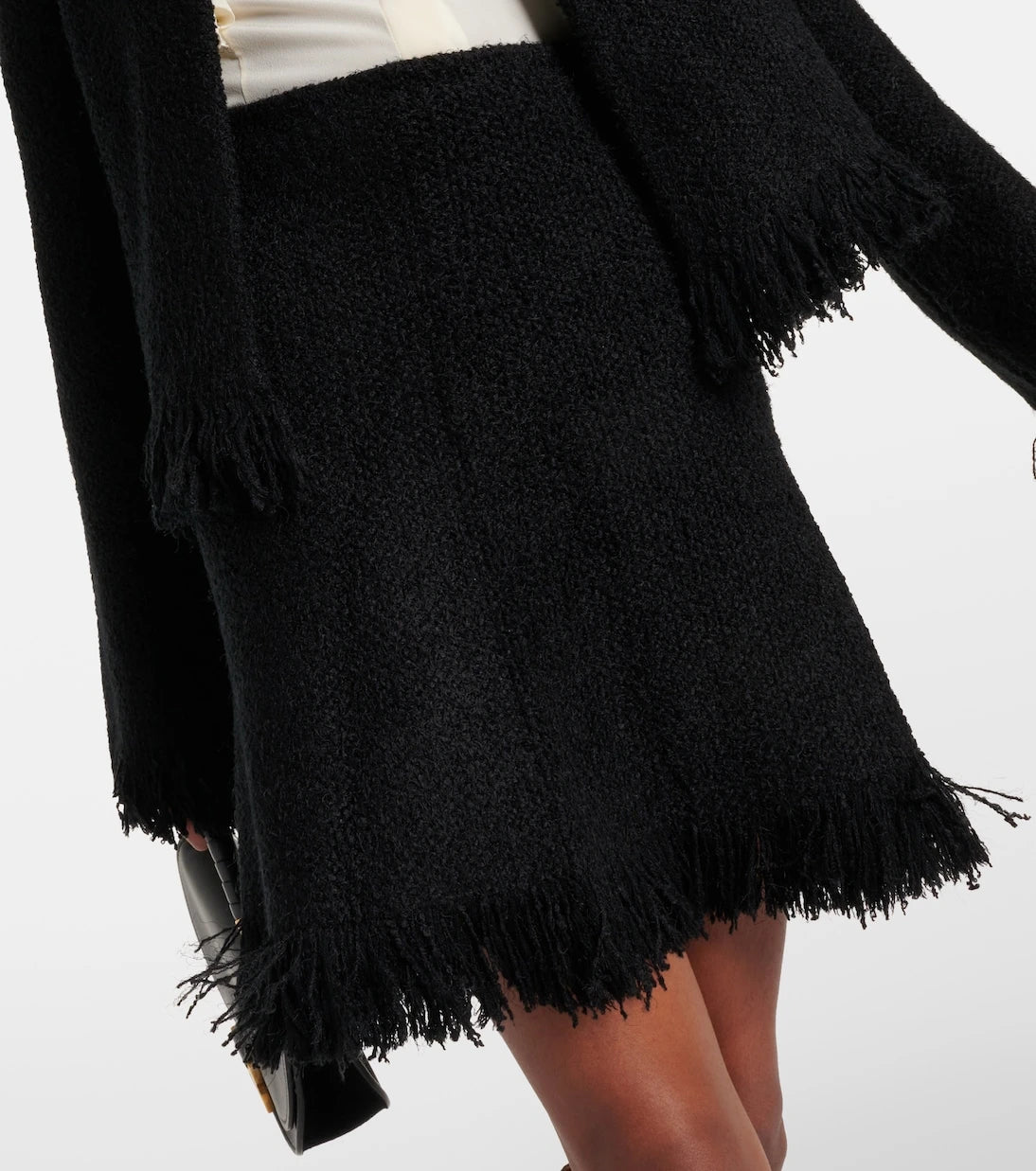 Chloé - High-rise fringed wool-blend miniskirt
