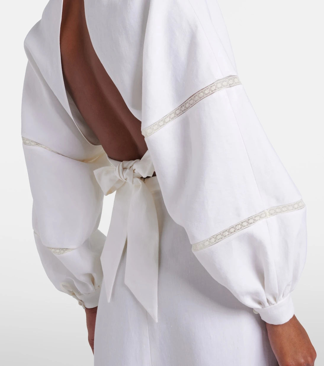 Valentino - Lace-trimmed open-back linen blouse