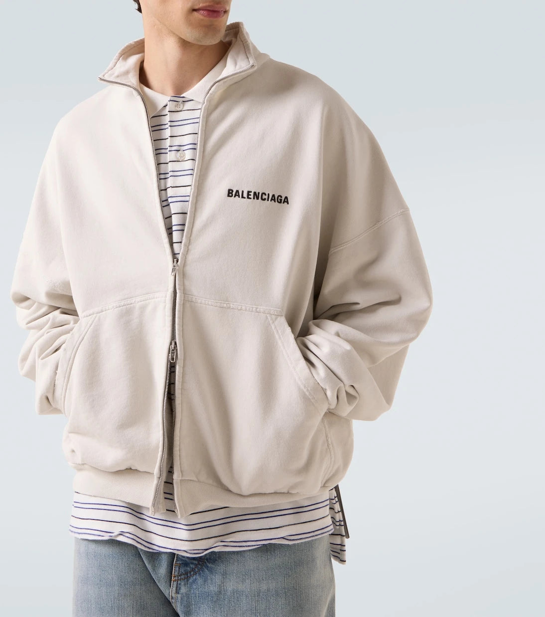 Balenciaga - سترة رياضية من القطن جيرسي بشعار الماركة