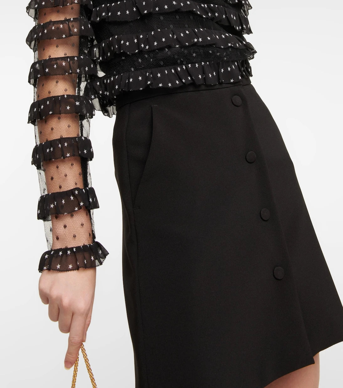 REDValentino - Point d'esprit tulle and georgette blouse