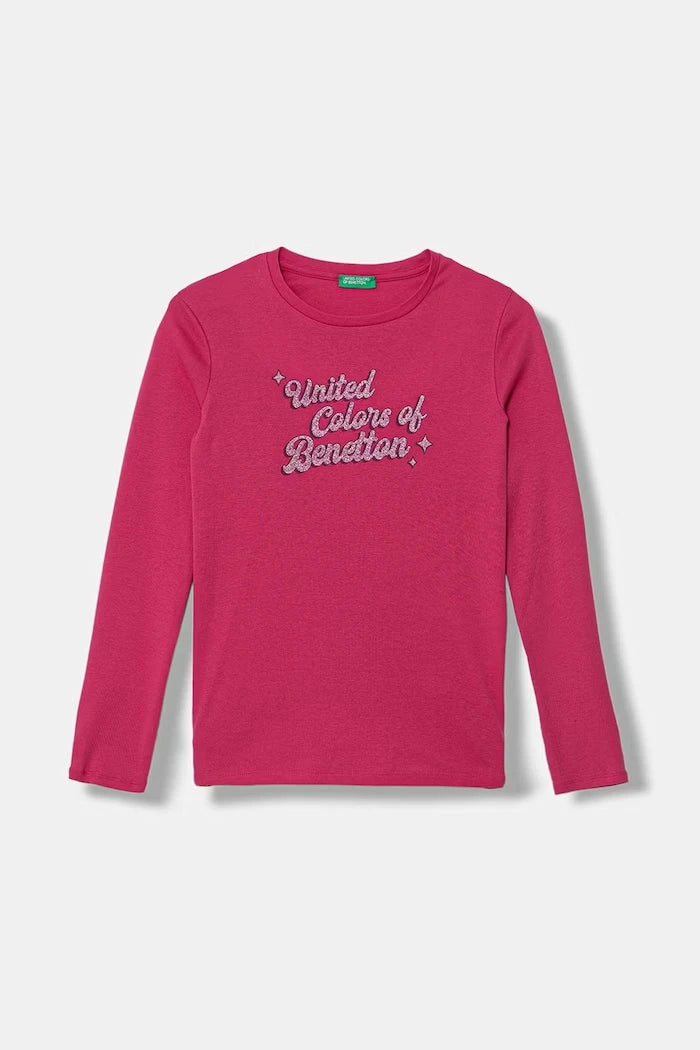 United Colors of Benetton çocuklar için uzun kollu pamuklu bluz