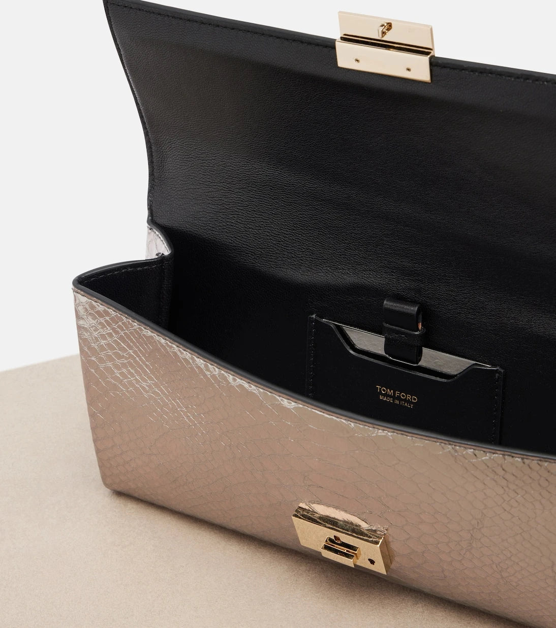 Tom Ford - Jean snake-effect metallic leather clutch