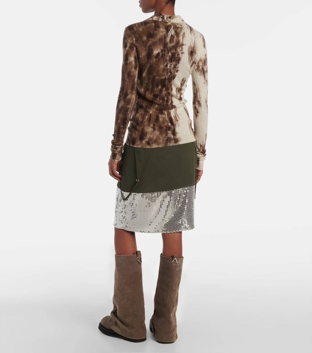 The Attico - Printed cashmere and silk polo sweater