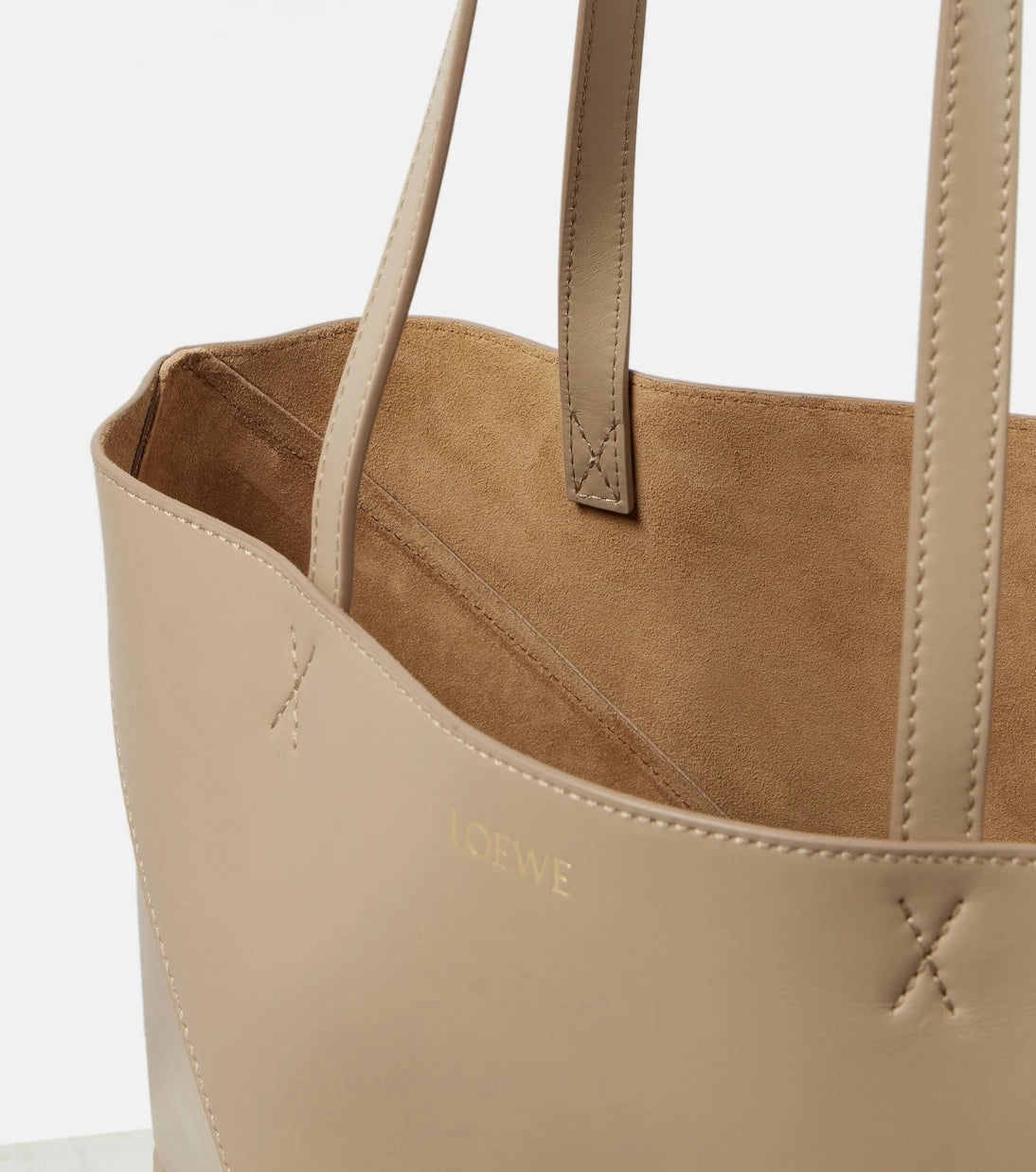 Loewe - حقيبة توت جلدية Puzzle Fold متوسطة الحجم
