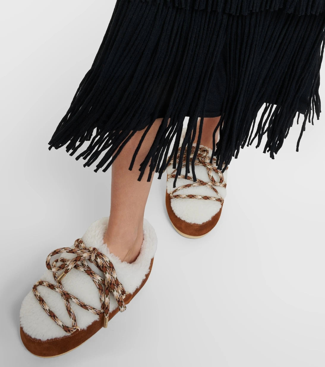 Moon Boot - Suede-trimmed shearling mules