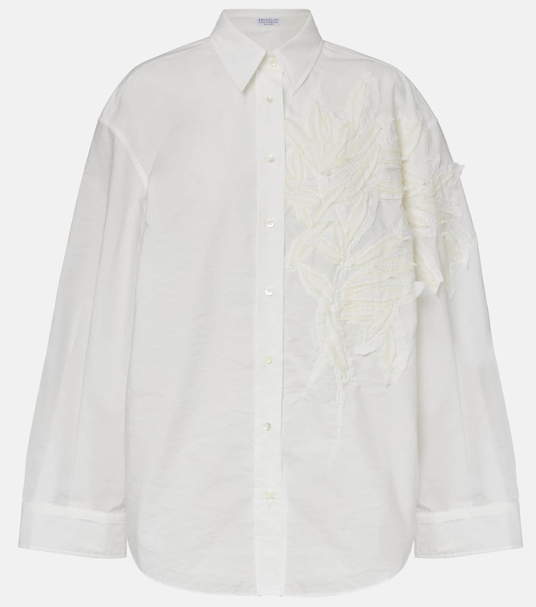 Brunello Cucinelli - Embroidered cotton-blend poplin shirt