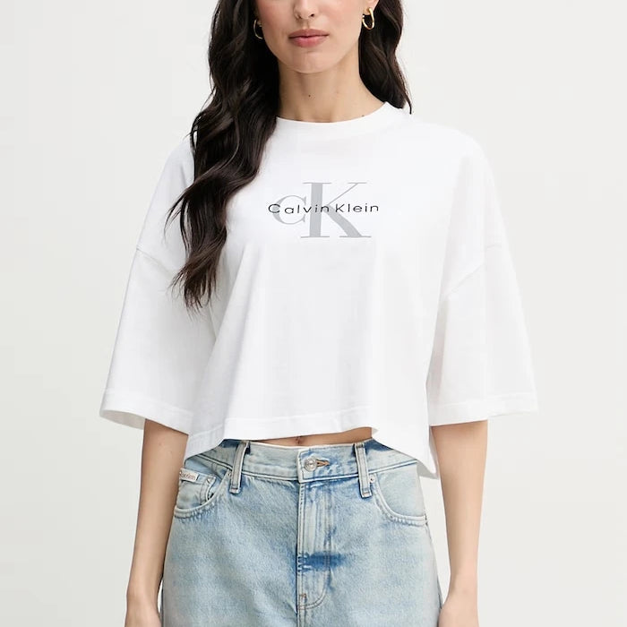 Calvin Klein Jeans къс топ дамски от памук