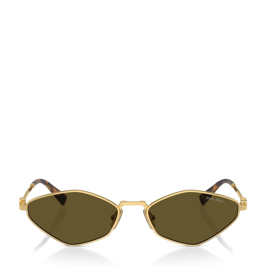 Gold Metal Oval Sunglasses