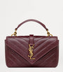 Saint Laurent Burgundy Leather College Top-Handle Bag