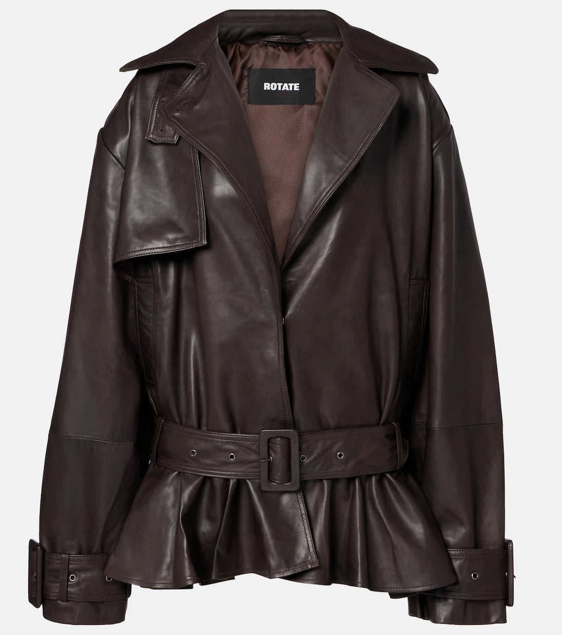 Rotate - Belted leather biker jacket