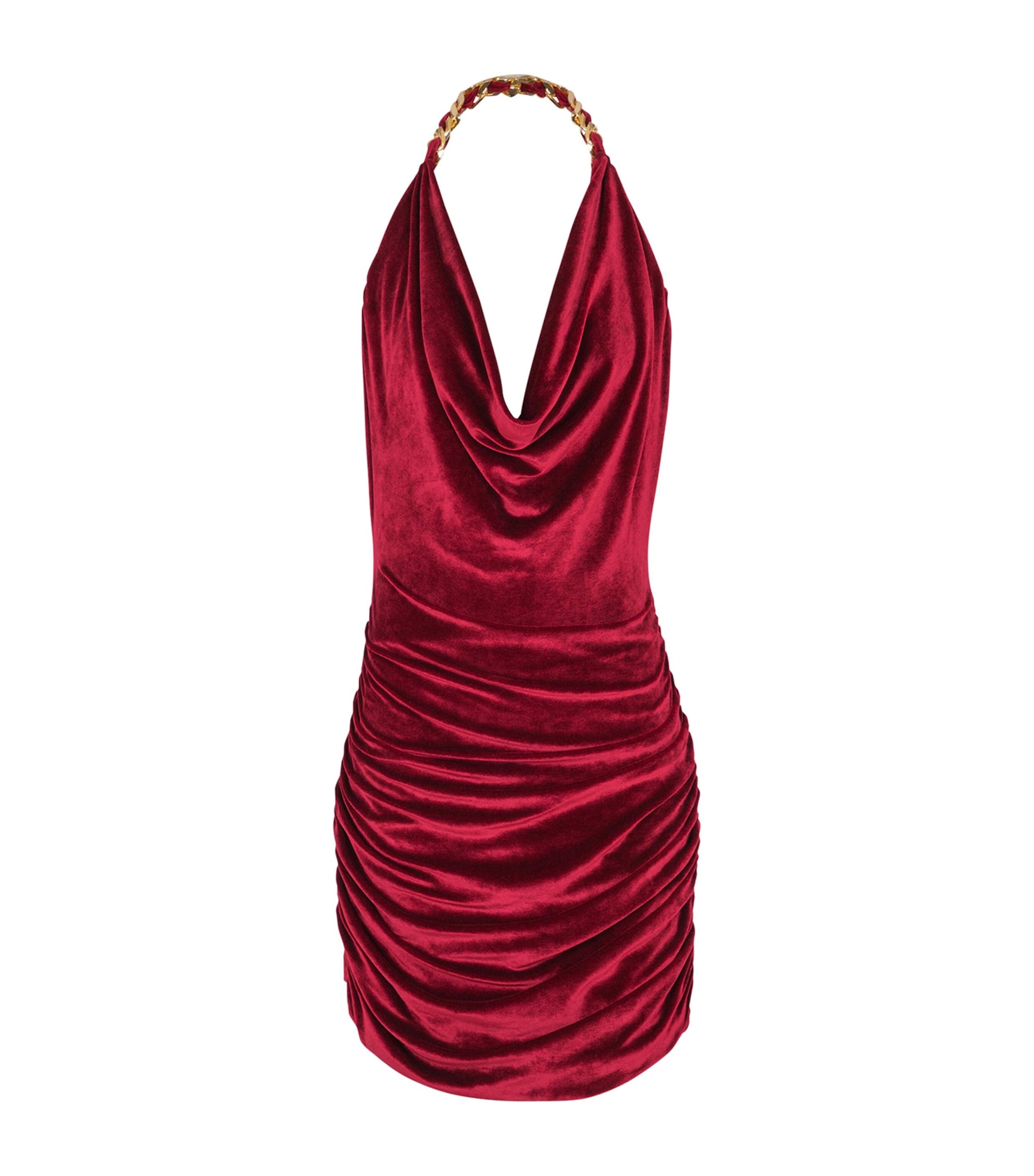 Balmain Red Velvet Mini Dress