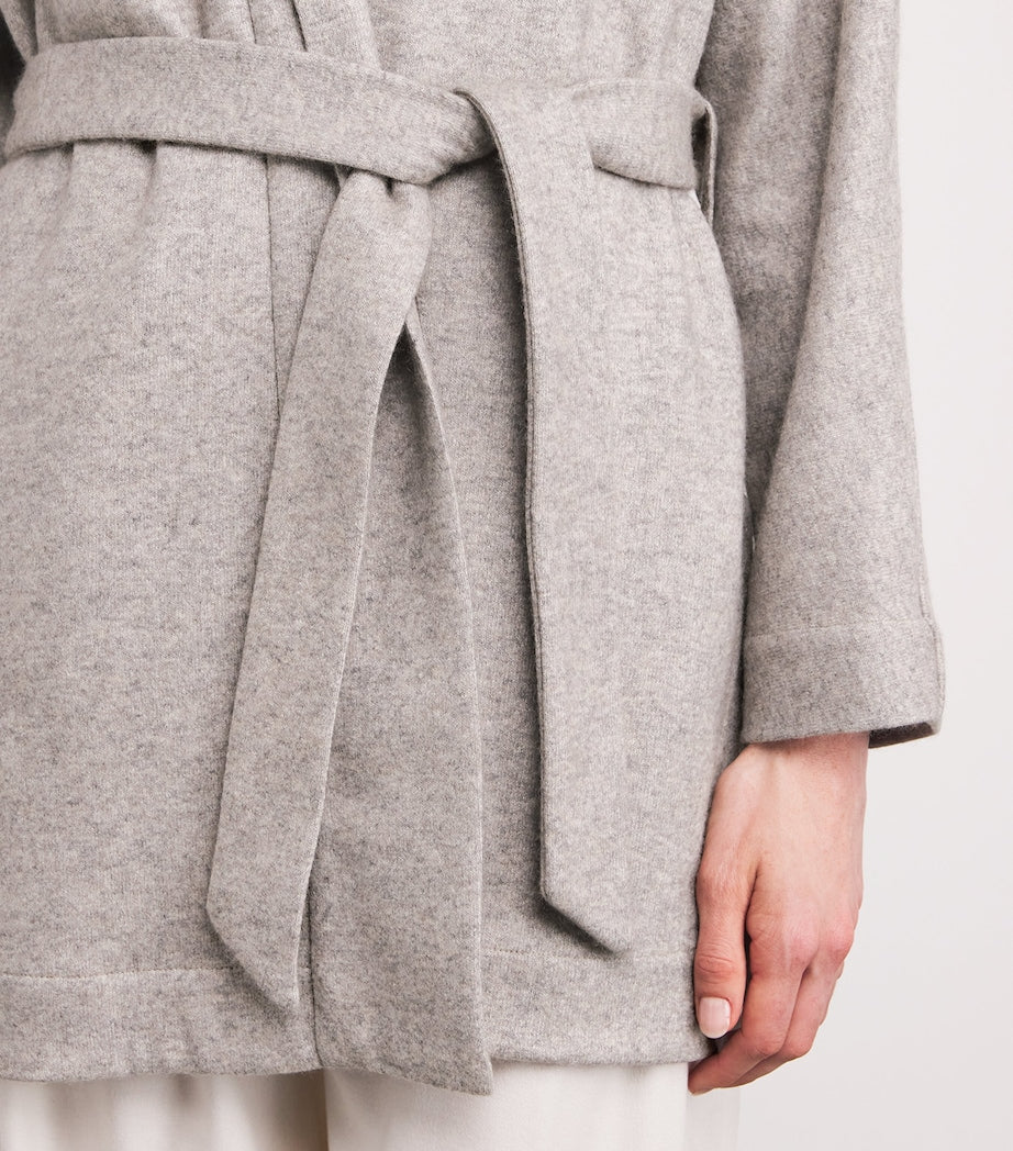 Brown Cashmere-Silk Belted Cardigan