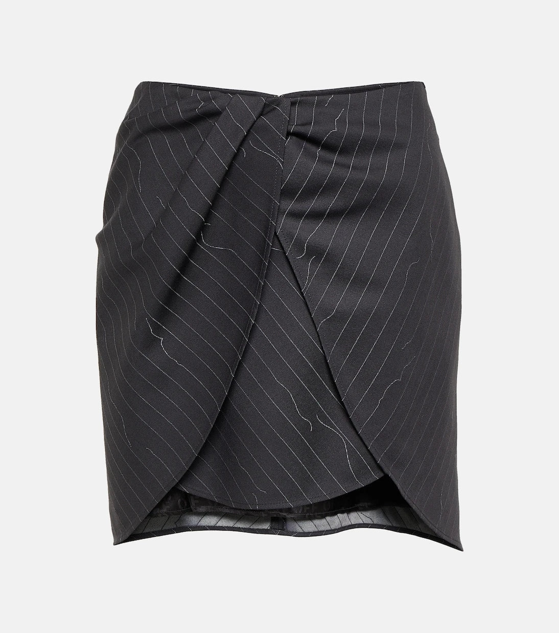 Off-White - Pinstripe asymmetric wool blend miniskirt