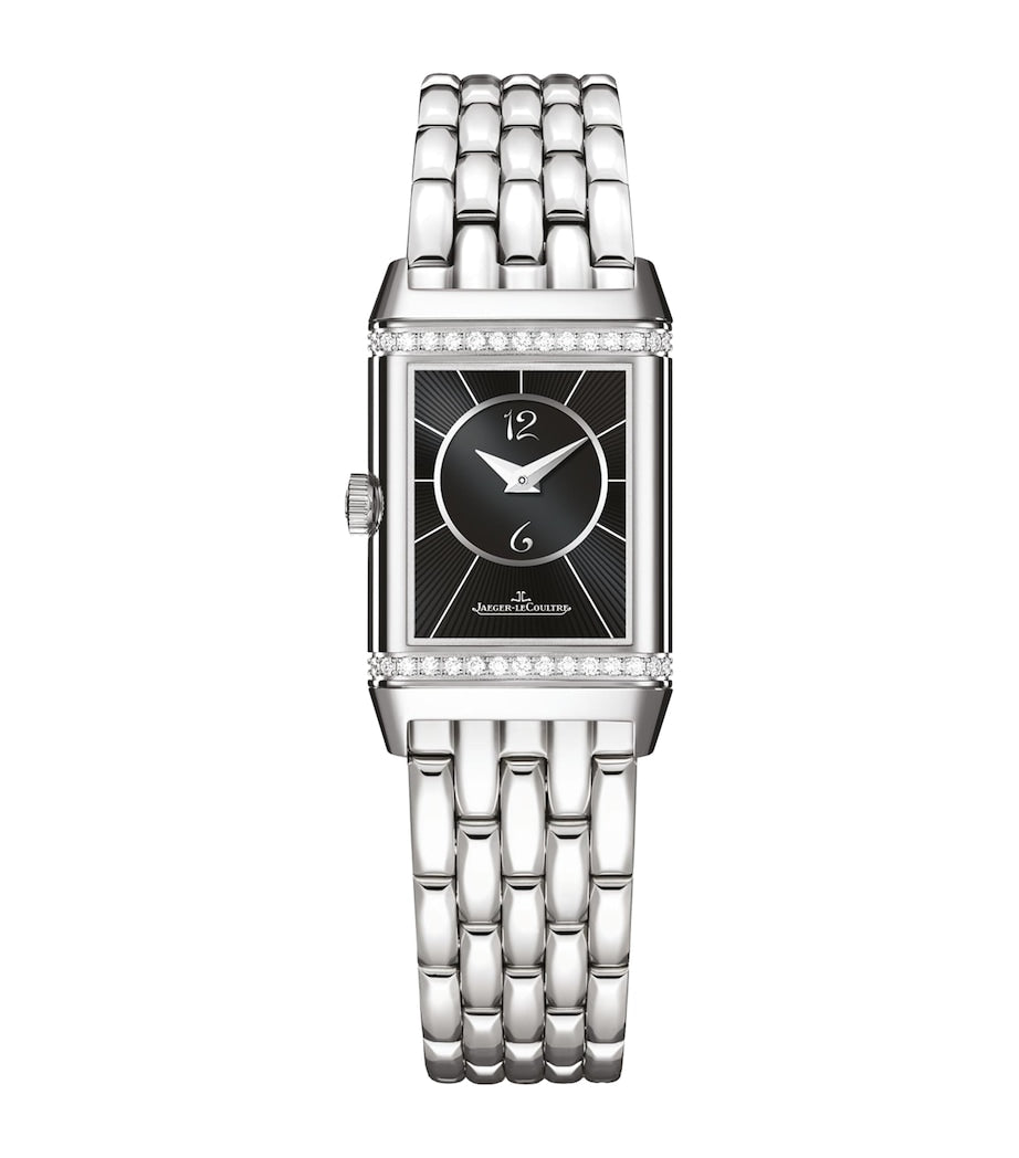 Small Stainless Steel and Diamond Reverso Classic Duetto Watch 21mm