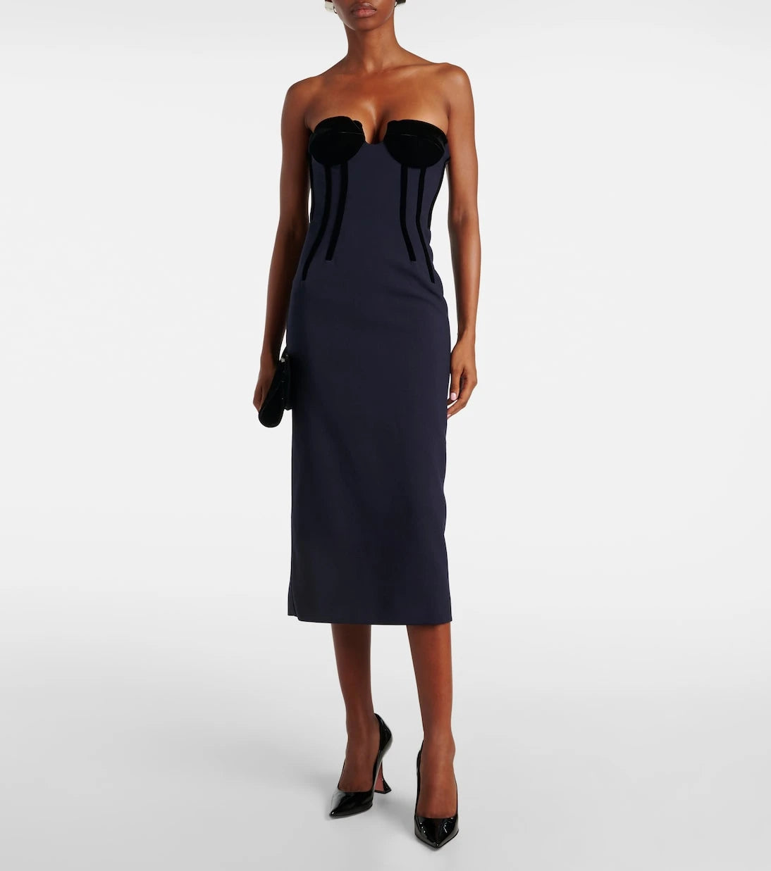 Sportmax - Anemone wool-blend bustier midi dress