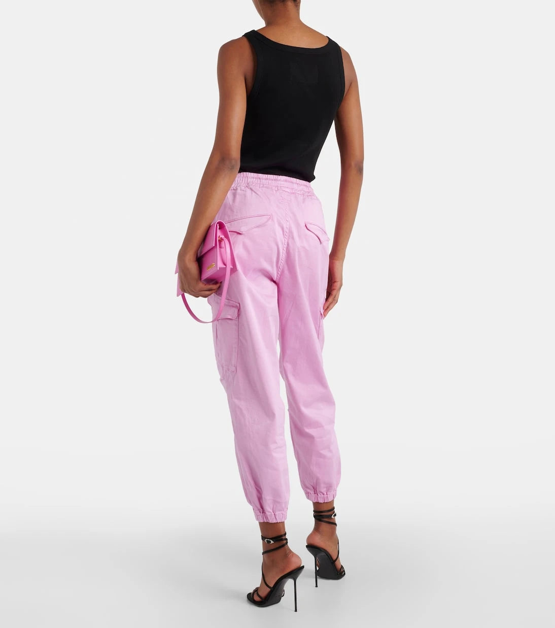 AG Jeans - بنطال كارجو قطني بخصر مرتفع